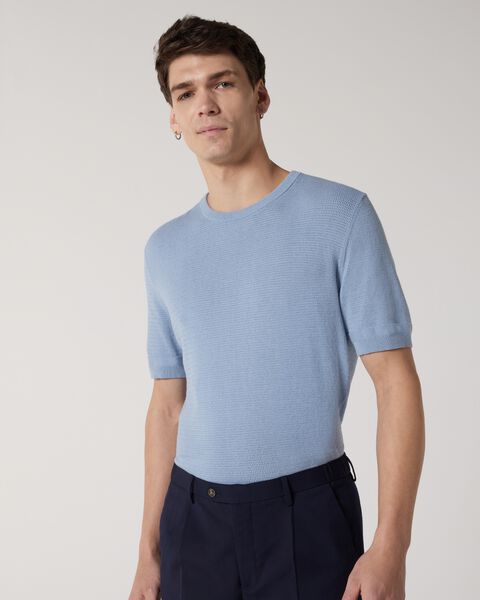 Crew Short Sleeve Knit, Chalk Blue, hi-res